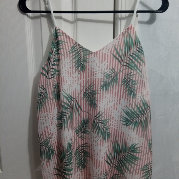 Pink Striped Palm Fronds Tank Top - Picture 4 of 5